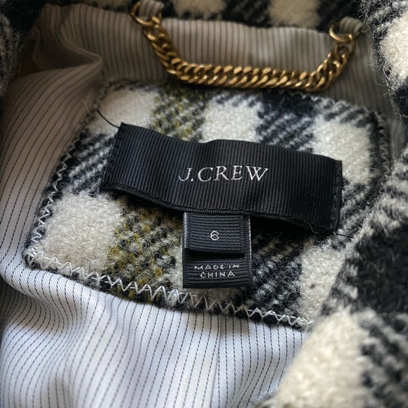 LIKE New JCREW Oxford Check Coat in Sz 6 - Picture 8 of 8